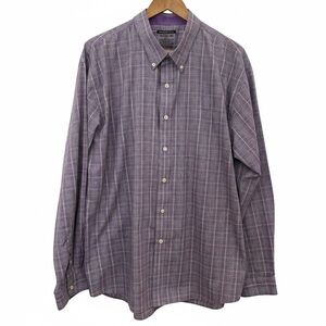 Van Heusen Studio Slim Fit Shirt XXL Purple White Checkered Long Sleeve Business